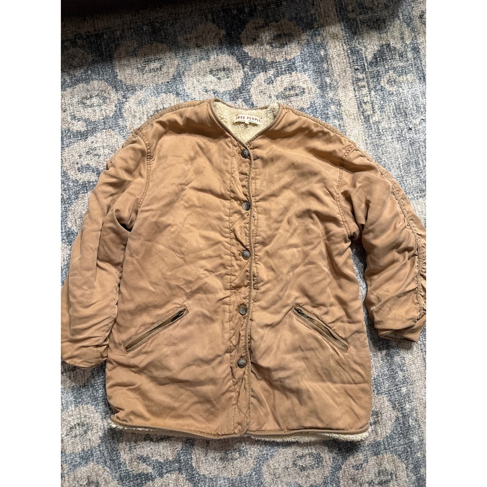 Free People Reversible Sherpa Coat Small‎ Great Condition Flaws Shown in Photos